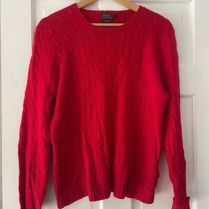 Red Cable Knit Sweater by Polo Ralph Lauren Wpmens xl cashmere